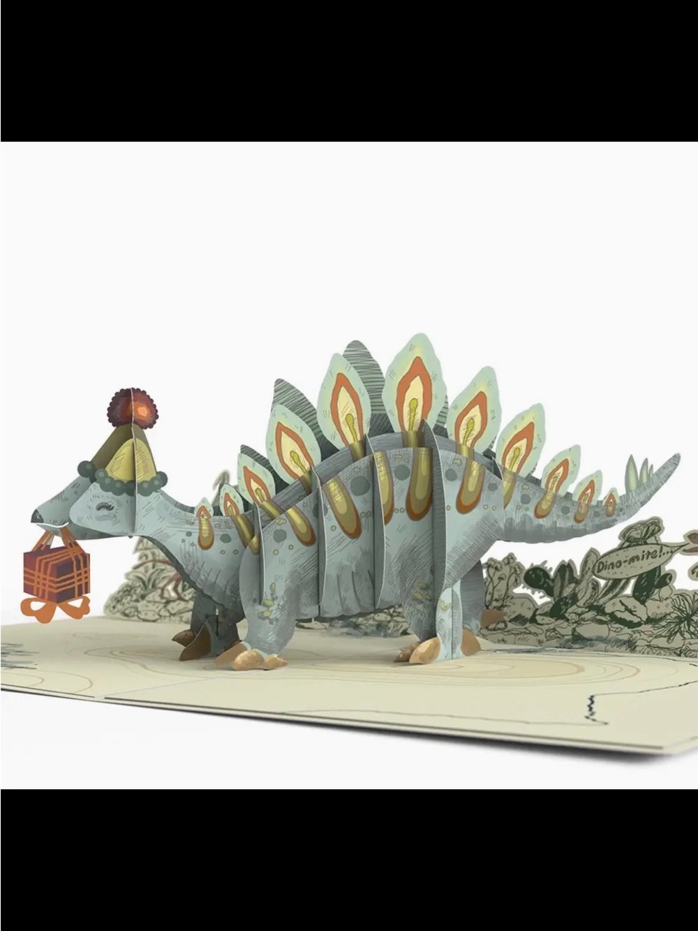 Lovepop Pop -Up Stegosaurus Dinosaur Birthday Card. 5X7. Price firm.